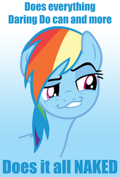 Size: 946x1392 | Tagged: safe, rainbow dash, daring don't, g4, dreamworks face, female, meme, smugdash, solo