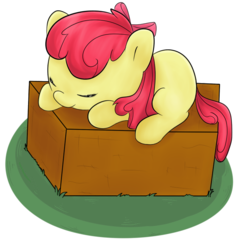 Size: 800x800 | Tagged: safe, artist:chiweee, apple bloom, g4, adorabloom, basket, cute, female, foal, sleeping, solo