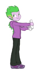 Size: 570x975 | Tagged: safe, artist:carnifex, spike, equestria girls, g4, clothes, equestria girls-ified, hoodie, human spike, male, scroll, solo