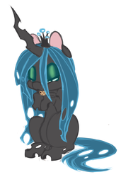 Size: 1280x1876 | Tagged: safe, artist:lil-kalli, queen chrysalis, changeling, changeling queen, g4, cookie, eating, female, solo