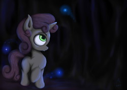 Size: 4092x2893 | Tagged: safe, artist:rameslack, sweetie belle, pony, unicorn, g4, dream walker, female, filly, glowing light, looking up, solo