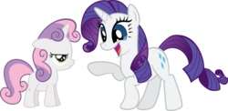 Size: 10000x4870 | Tagged: safe, artist:medio-cre, rarity, sweetie belle, g4, .svg available, absurd resolution, simple background, transparent background, unamused, vector