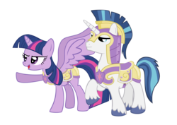 Size: 2999x2122 | Tagged: safe, artist:frezien, shining armor, twilight sparkle, alicorn, pony, g4, armor, female, mare, simple background, transparent background, twilight sparkle (alicorn), vector