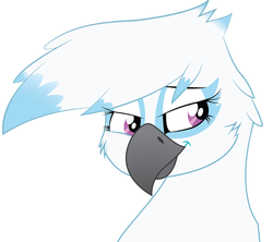 Size: 704x625 | Tagged: safe, artist:tallyburd, oc, oc only, oc:skye snowtail, griffon, simple background, solo, vector, white background, wip