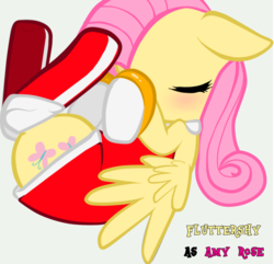 Size: 622x600 | Tagged: safe, artist:fazzeagle, artist:rosesx, fluttershy, g4, amy rose, cosplay, crossover, female, solo, sonic the hedgehog (series)