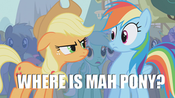 Size: 600x338 | Tagged: safe, applejack, rainbow dash, g4, image macro