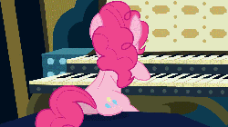 Size: 1280x720 | Tagged: safe, artist:nicoboss143, pinkie pie, earth pony, pony, castle mane-ia, g4, animated, back of head, balloonbutt, behind, butt, female, musical instrument, organ, organ to the outside, plot, solo