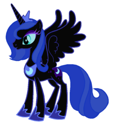 Size: 630x700 | Tagged: safe, artist:durpy, nightmare moon, princess luna, g4, female, nightmare luna, recolor, s1 luna, simple background, solo, spread wings, standing, vector, white background