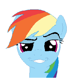 Size: 300x300 | Tagged: safe, artist:tomdantherock, rainbow dash, g4, animated, bust, face, female, grin, looking at you, pixel art, smug, smugdash, solo