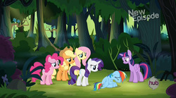 Size: 1280x714 | Tagged: safe, screencap, applejack, fluttershy, pinkie pie, rainbow dash, rarity, twilight sparkle, alicorn, pony, daring don't, g4, female, sad, twilight sparkle (alicorn)