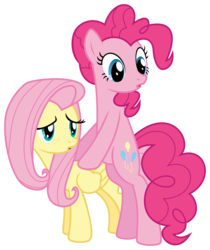 Size: 3410x4064 | Tagged: safe, artist:synch-anon, artist:twiforce, fluttershy, pinkie pie, pony, daring don't, g4, season 4, bipedal, high res, simple background, transparent background, vector