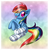 Size: 741x749 | Tagged: source needed, safe, artist:rainbow-hugzxx, rainbow dash, g4, clothes, female, socks, solo, striped socks