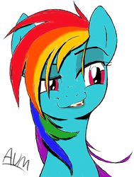 Size: 967x1280 | Tagged: safe, artist:anthonylol, artist:stoic5, rainbow dash, pegasus, pony, daring don't, g4, female, grin, lidded eyes, mare, redraw, simple background, smiling, smugdash, solo, white background