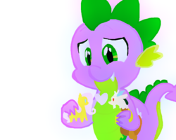 Size: 500x400 | Tagged: safe, artist:shiny-raven, discord, fluttershy, spike, g4, male, shipper on deck, solo