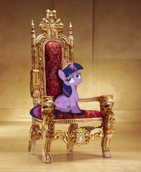 Size: 638x774 | Tagged: safe, artist:digitalpheonix, twilight sparkle, alicorn, pony, g4, big crown thingy, element of magic, female, irl, mare, photo, ponies in real life, solo, throne, twilight sparkle (alicorn)