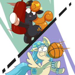 Size: 1000x1000 | Tagged: safe, artist:awesomeblossompossum, oc, oc only, basketball, boxing, circling stars, sports