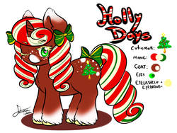 Size: 1280x960 | Tagged: safe, artist:fatcakes, oc, oc only, oc:holly days, pony, unicorn, christmas, hair bow, solo, tail bow, wink