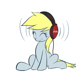 Size: 500x500 | Tagged: safe, artist:grissaecrim, derpy hooves, pegasus, pony, g4, animated, female, headphones, mare, music, solo