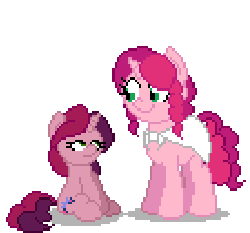 Size: 450x420 | Tagged: safe, artist:mrponiator, oc, oc only, oc:gloomy, oc:marker pony, pony, unicorn, animated, boop, female, filly, looking at each other, mare, mlpg, pixel art, simple background, smiling, transparent background