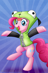 Size: 700x1055 | Tagged: safe, artist:scorchie-critter, pinkie pie, g4, costume, crossover, gir, invader zim