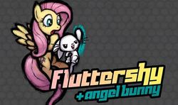 Size: 578x343 | Tagged: safe, artist:rc88, angel bunny, fluttershy, pegasus, pony, rabbit, fighting is magic, g4, action pose, animal