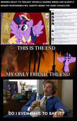 Size: 946x1492 | Tagged: safe, twilight sparkle, alicorn, pony, g4, magical mystery cure, alicorn drama, anchorman, apocalypse now, female, mare, ron burgundy, that escalated quickly, twilight sparkle (alicorn), will ferrell