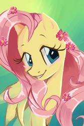 Size: 1200x1800 | Tagged: safe, artist:my-magic-dream, fluttershy, pony, g4, female, flower, smiling, solo