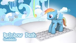 Size: 640x360 | Tagged: safe, rainbow dash, g4, full body, lego, solo, standing, toy