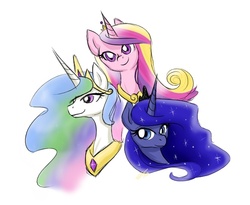 Size: 718x590 | Tagged: safe, artist:junkyardgypsy, princess cadance, princess celestia, princess luna, g4, palindrome get, simple background