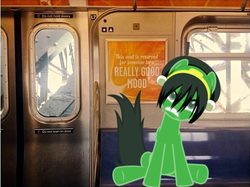 Size: 507x379 | Tagged: safe, avatar the last airbender, first world anarchist, ponified, sign, toph bei fong