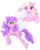 Size: 921x1150 | Tagged: safe, artist:lizzyrascal, honeysuckle, lily (g1), flutter pony, g1, colored pupils, duo, flying, simple background, transparent background