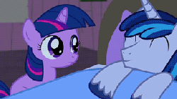 Size: 320x180 | Tagged: safe, shining armor, twilight sparkle, friendship is witchcraft, g4, animated, bed, filly, foaly matripony, francis sparkle, incest, it'll be ok, looking into your soul, looking isn't incest, not creepy, not incest, teenager