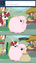 Size: 650x1135 | Tagged: safe, artist:mixermike622, oc, oc:fausticorn, oc:fluffle puff, tumblr:ask fluffle puff, g4, ask, bits, lauren faust, ponified, tumblr
