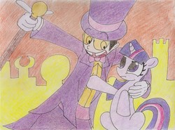 Size: 2183x1617 | Tagged: safe, artist:datte-before-dawn, twilight sparkle, g4, crossover, superjail, the warden, traditional art, warden