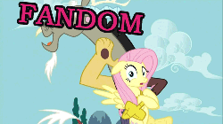 Size: 500x281 | Tagged: safe, edit, edited screencap, screencap, discord, fluttershy, g4, keep calm and flutter on, animated