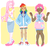 Size: 876x824 | Tagged: safe, artist:applesemen, fluttershy, pinkie pie, rainbow dash, human, g4, clothes, converse, humanized, jacket, shoes, shorts, skirt, sweater vest, tube skirt, varsity jacket