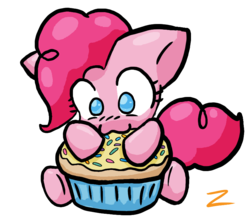 Size: 843x742 | Tagged: safe, artist:zutcha, pinkie pie, earth pony, pony, g4, cupcake, female, filly, solo