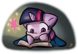 Size: 784x550 | Tagged: safe, artist:zutcha, twilight sparkle, pony, g4, book, female, filly, reading, solo