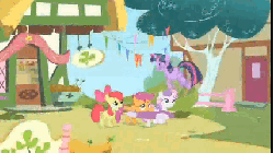 Size: 428x240 | Tagged: safe, screencap, apple bloom, scootaloo, sweetie belle, twilight sparkle, pony, unicorn, g4, season 1, the cutie mark chronicles, animated, cutie mark crusaders, excited, female, pronking, slow motion, unicorn twilight, yes, yes yes yes