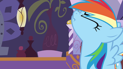Size: 1280x719 | Tagged: safe, screencap, rainbow dash, pony, g4, ponyville confidential, scrunchy face, spa