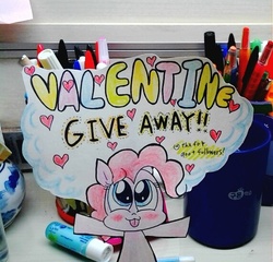 Size: 572x550 | Tagged: safe, artist:danadyu, pinkie pie, g4, ask, paper, paper child, papercraft, traditional art, tumblr