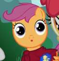 Size: 122x125 | Tagged: safe, scootaloo, g4, reaction image, scootastare, stare