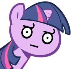Size: 554x515 | Tagged: safe, twilight sparkle, pony, unicorn, g4, bust, draw on me, female, look of disapproval, mare, meme, portrait, simple background, solo, transparent background, unicorn twilight