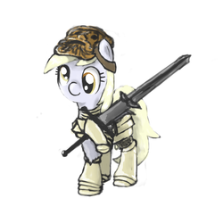 Size: 1000x962 | Tagged: safe, artist:239asd, derpy hooves, pegasus, pony, g4, claymore, crossover, dark souls, female, giantdad, mare, the legend never dies