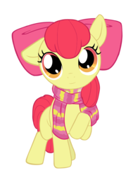 Size: 6000x7946 | Tagged: safe, artist:nessia, edit, apple bloom, earth pony, pony, g4, absurd resolution, adorabloom, clothes, cute, female, scarf, simple background, smiling, solo, transparent background, vector