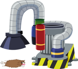 Size: 1291x1145 | Tagged: safe, artist:dbapplejack, winona, dog, g4, flattened, industrial strength pet dryer, machine, simple background, tongue out, transparent background, vector