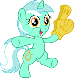 Size: 6673x7011 | Tagged: safe, artist:aleximusprime, artist:infinitoa, lyra heartstrings, pony, unicorn, g4, absurd resolution, bipedal, chibi, female, foam finger, mare, simple background, solo, transparent background