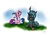 Size: 3322x2305 | Tagged: safe, artist:bartkoju, princess cadance, queen chrysalis, shining armor, alicorn, changeling, changeling queen, pony, unicorn, g4, crying, cute, cutealis, female, heartbreak, letter, sad, ship:shining chrysalis, ship:shiningcadance, shipping, shipping denied, valentine, young