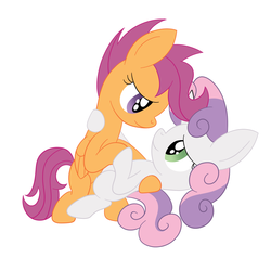 Size: 1024x1024 | Tagged: safe, artist:qazwsxedc15, scootaloo, sweetie belle, g4, dancing, female, lesbian, ship:scootabelle, shipping