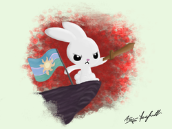 Size: 1024x768 | Tagged: safe, artist:yooyfull, angel bunny, g4, flag, sword